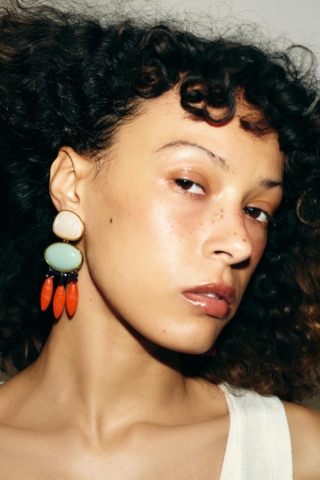 DOUBLE RESIN BEAD EARRINGS - Zara фото 2