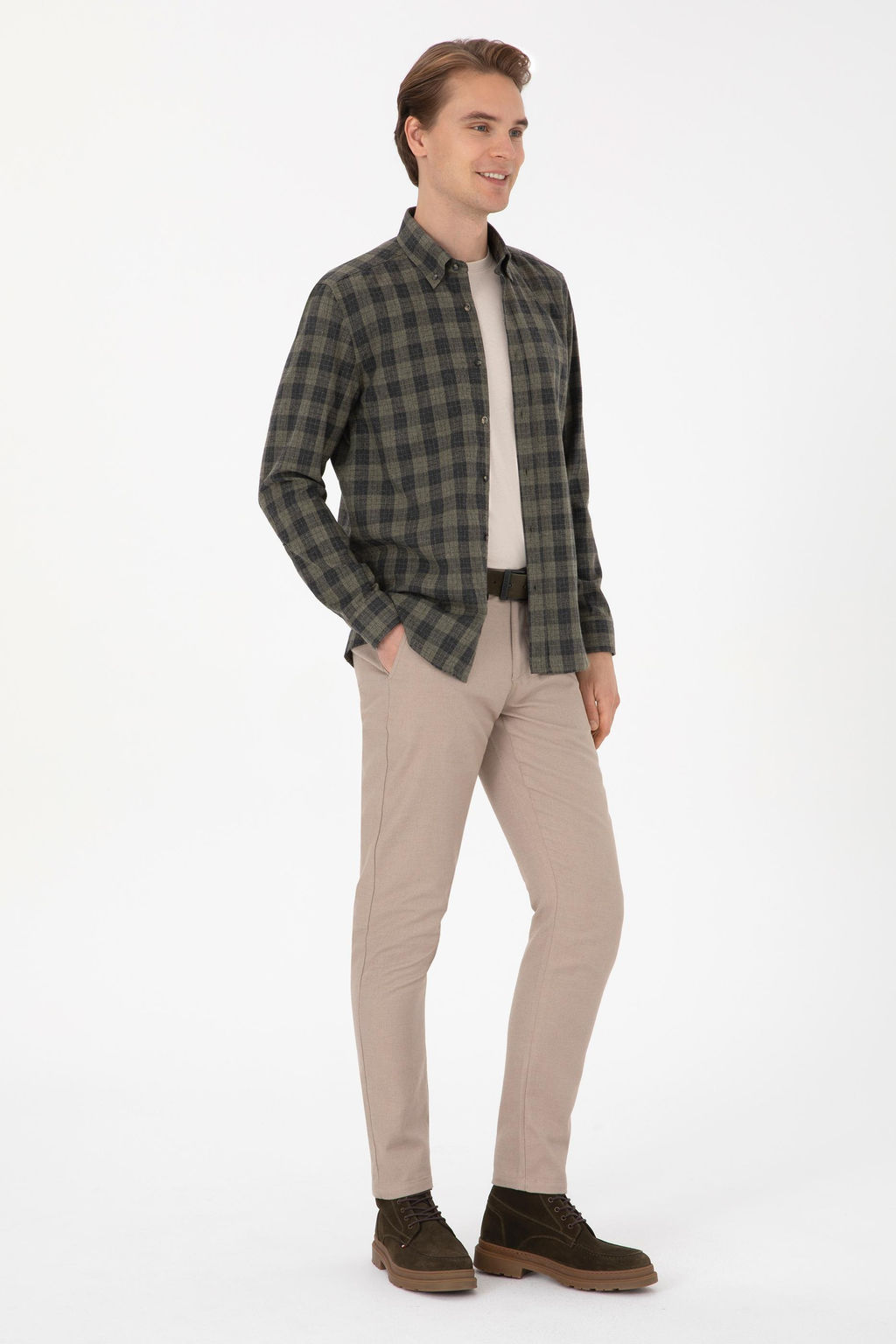 Erkek Slim Fit Camel Kanvas Pantolon - U.s. polo assn фото 3