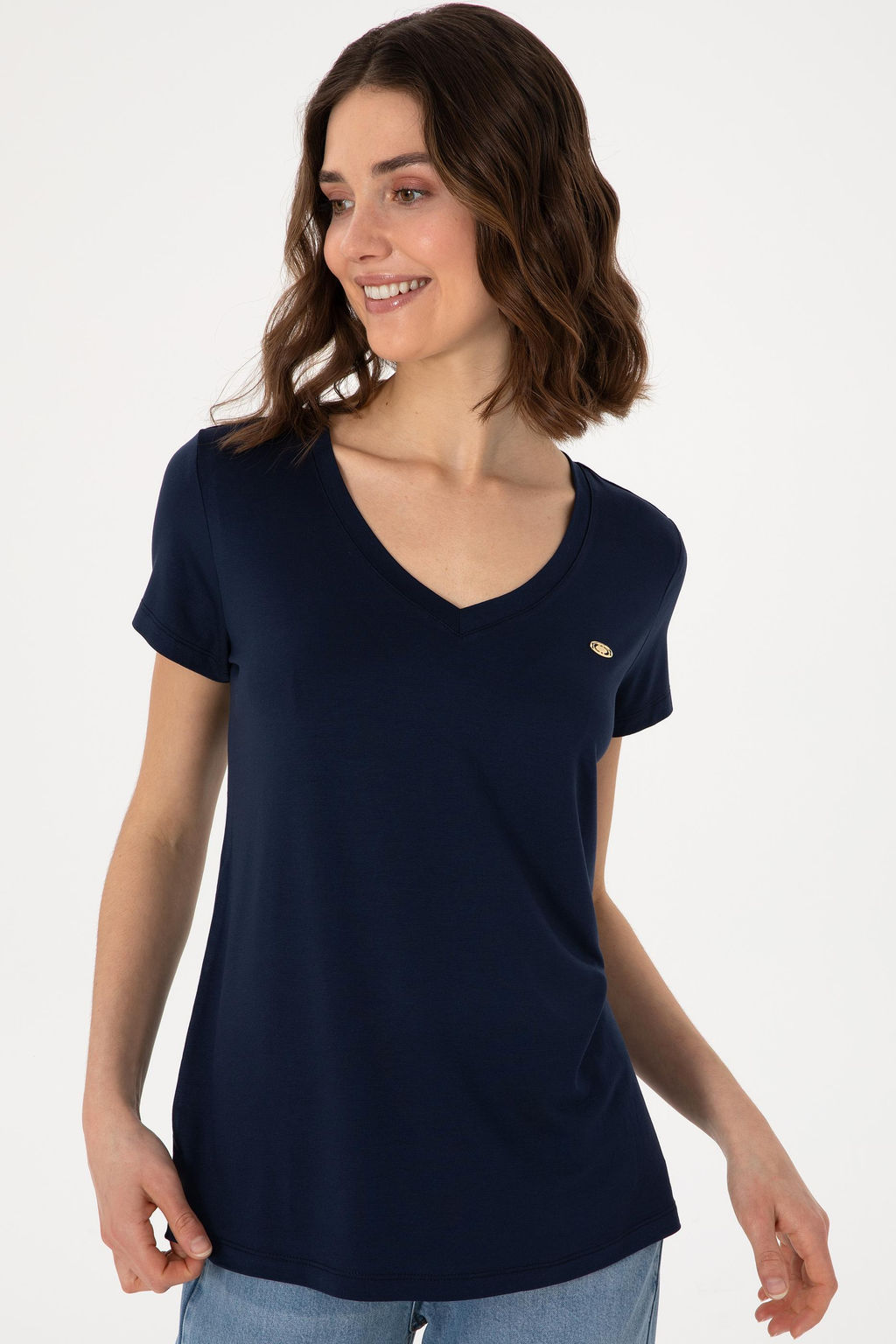 Kad_n Lacivert Basic Ti__rt Sepette S_rpriz _ndirim - U.s. polo assn фото 3