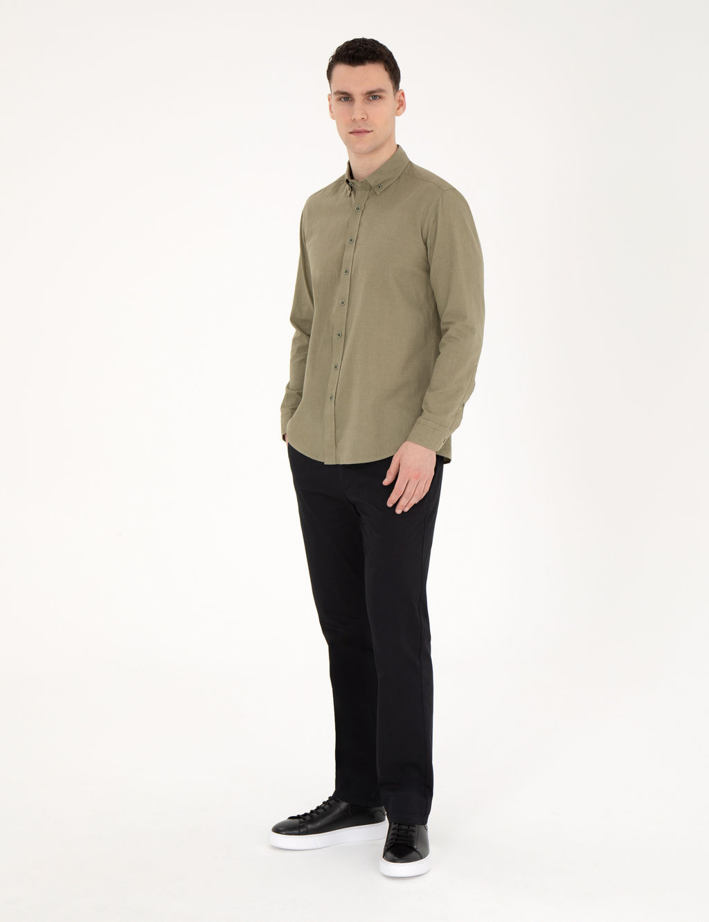 Siyah Regular Fit Basic Kanvas Pantolon