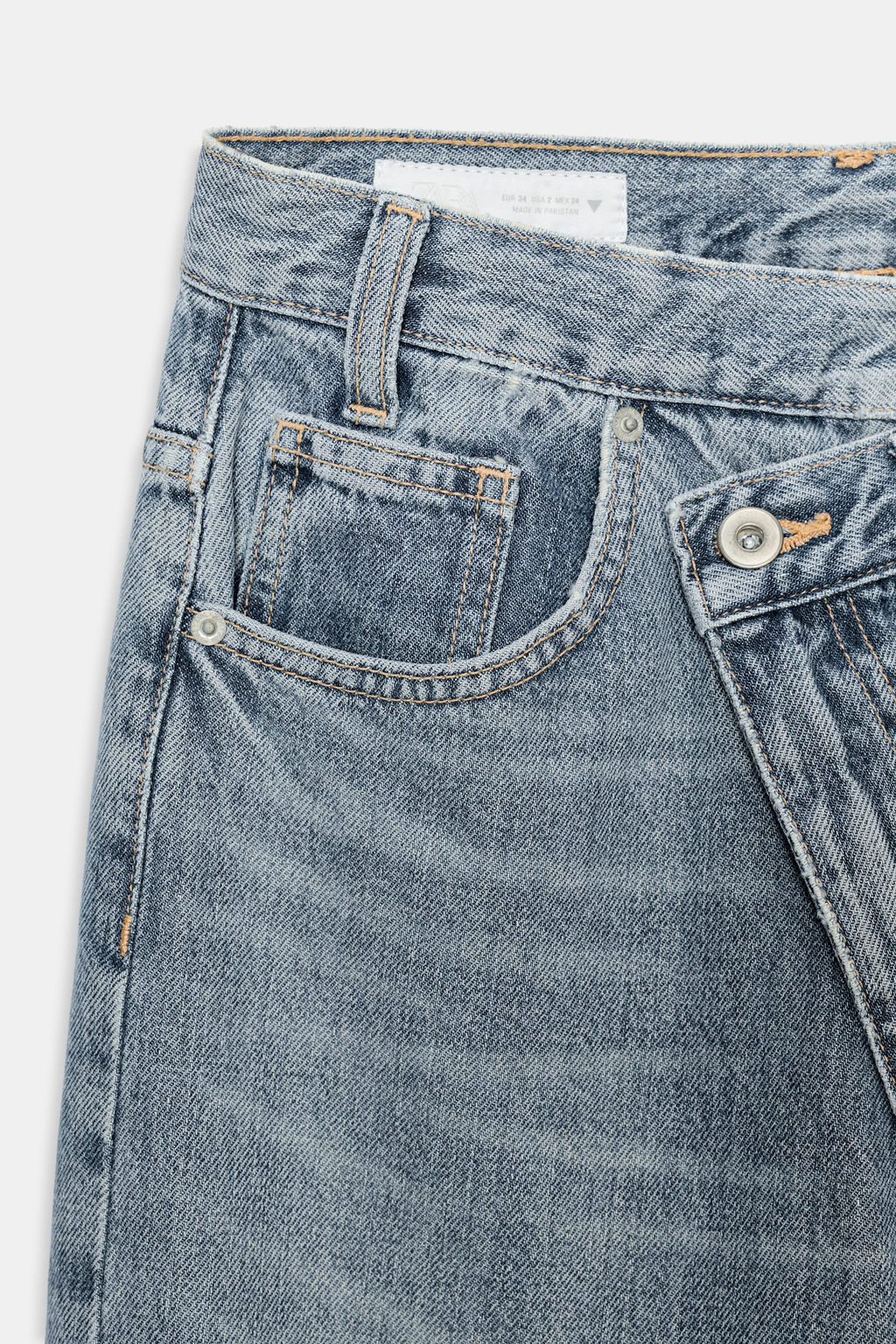 JEANS TRF WIDE LEG CINTURA CRUZADA TIRO ALTO / Azul medio - Zara фото 10