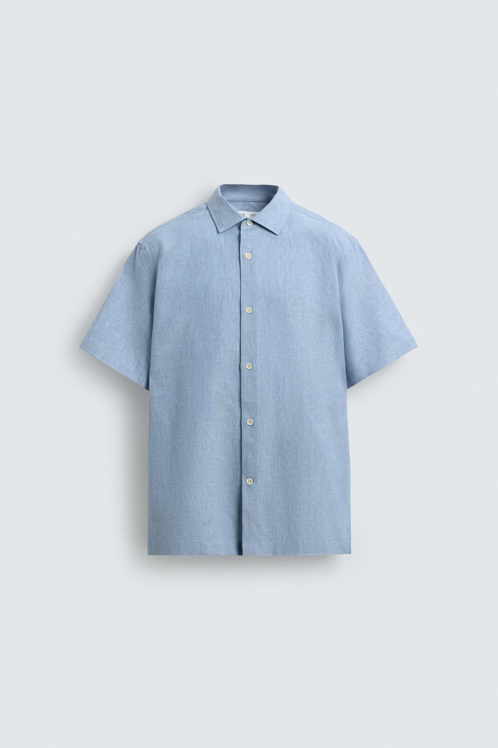 CAMISA ESTRUCTURA LINO - ALGOD?N / Celeste lavado - Zara фото 8