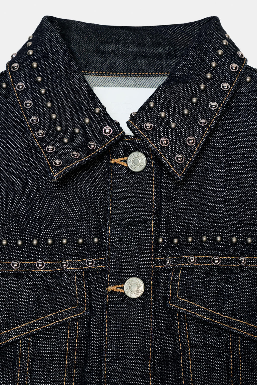 STUDDED DENIM-EFFECT JACKET - Zara фото 9