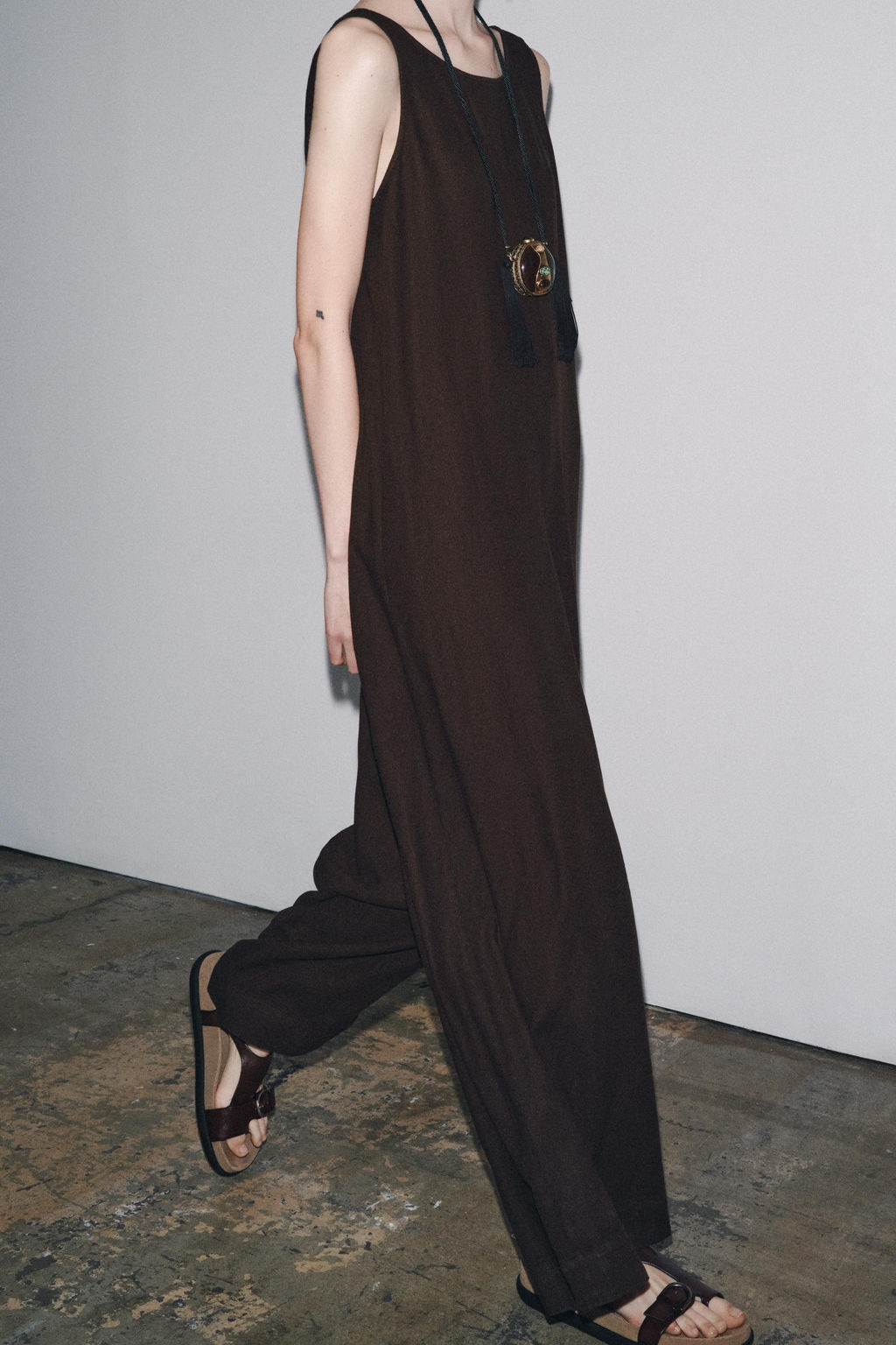 ZW COLLECTION LINEN BLEND LONG JUMPSUIT - Zara фото 8