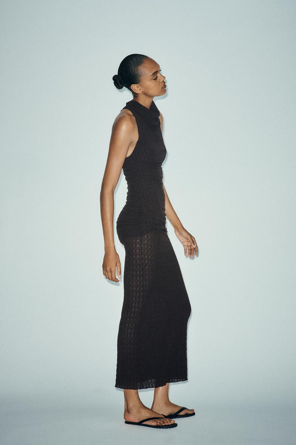 TEXTURED HALTER LONG DRESS - Zara фото 3