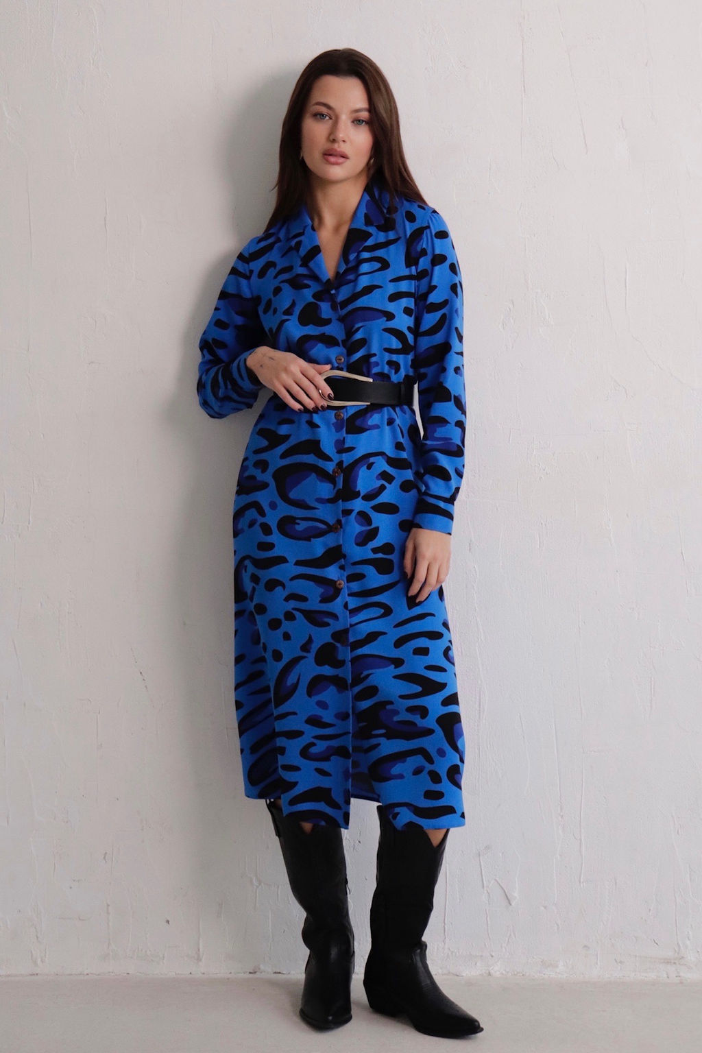 Платье-рубашка с английским воротником принт - Martichelli фото 354