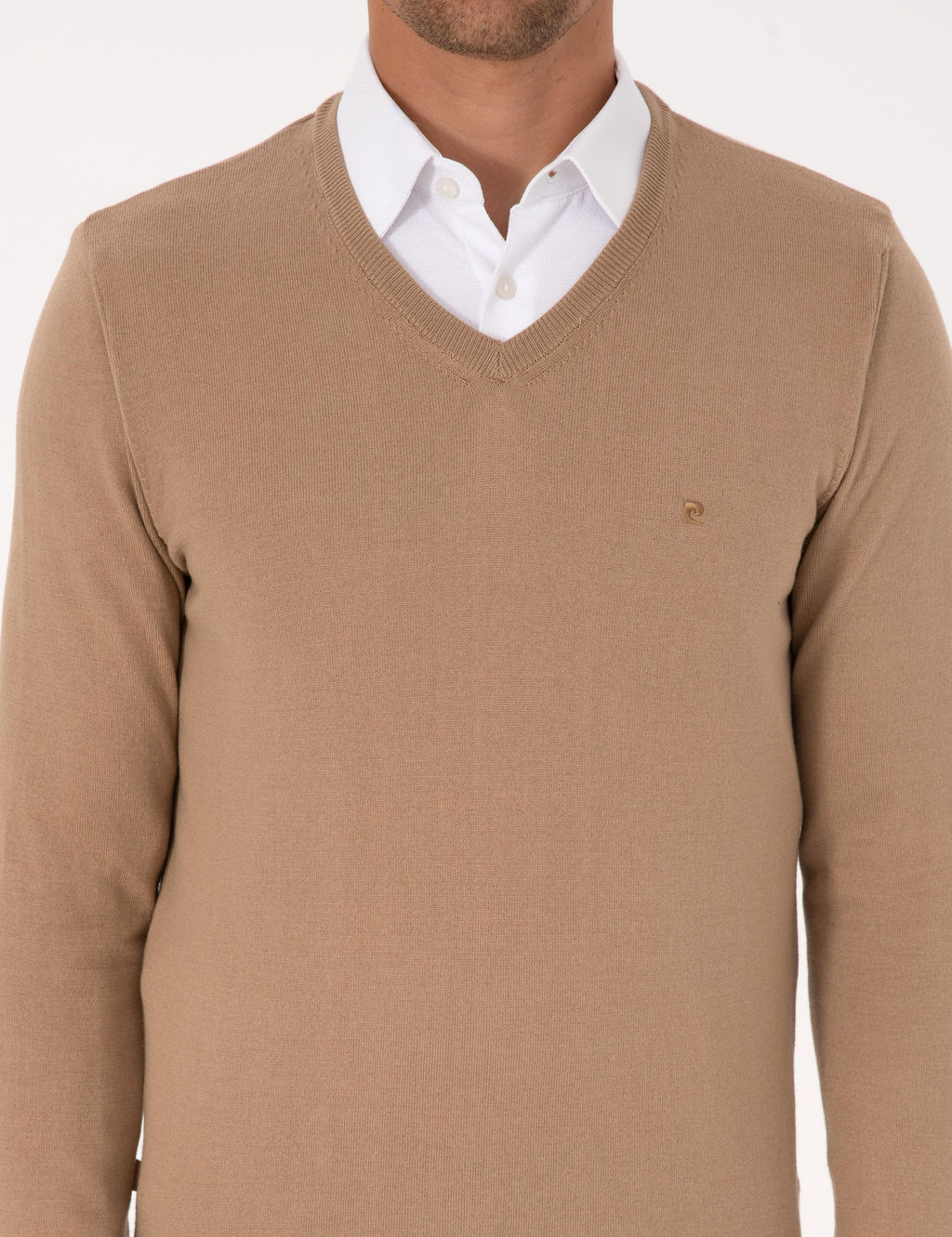 Camel Slim Fit V Yaka Basic Triko Kazak - Pierre cardin фото 6