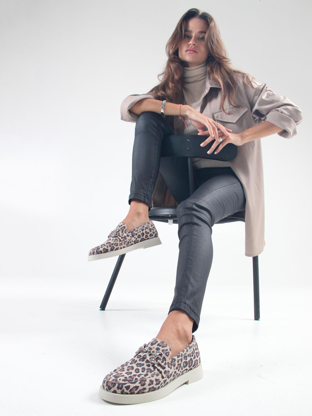 Лоферы туфли 172.1841be.Бежевый леопард