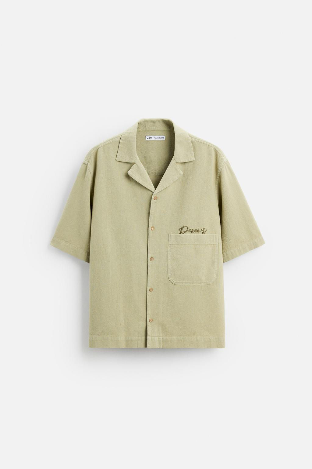 EMBROIDERED TEXTURED WEAVE SHIRT - Zara фото 6