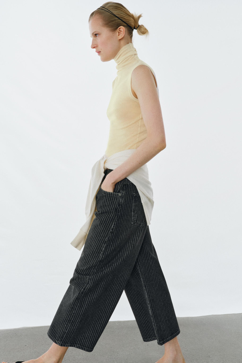 JEANS ZW COLLECTION CULOTTE TIRO MEDIO RAYAS / Negro - Zara фото 14