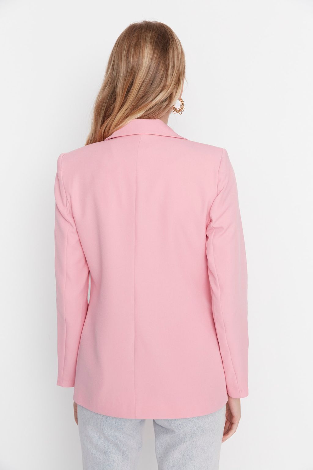 Pembe Regular Astarl? Dokuma Blazer Ceket TWOSS21CE0137
