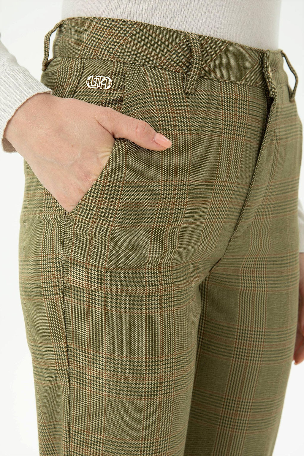 Женские брюки из плотной ткани светло-хаки - U.s. polo assn фото 11