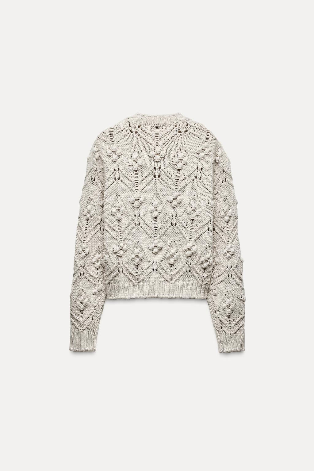 CABLE-KNIT SWEATER WITH POMPOMS - Zara фото 4