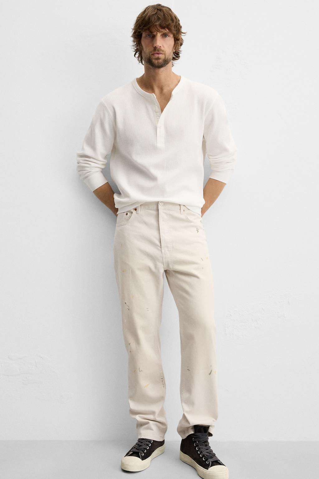 PAINT SPLATTER STRAIGHT-LEG JEANS - Zara фото 5
