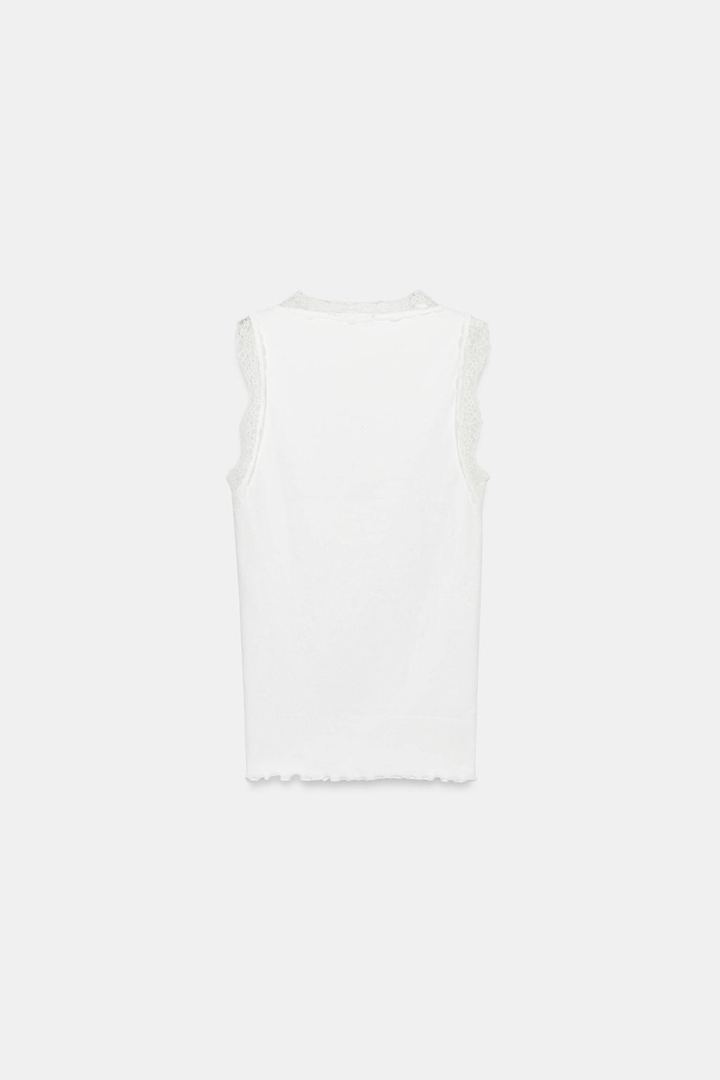 CAMISETA RIB ENCAJE / Blanco roto - Zara фото 2
