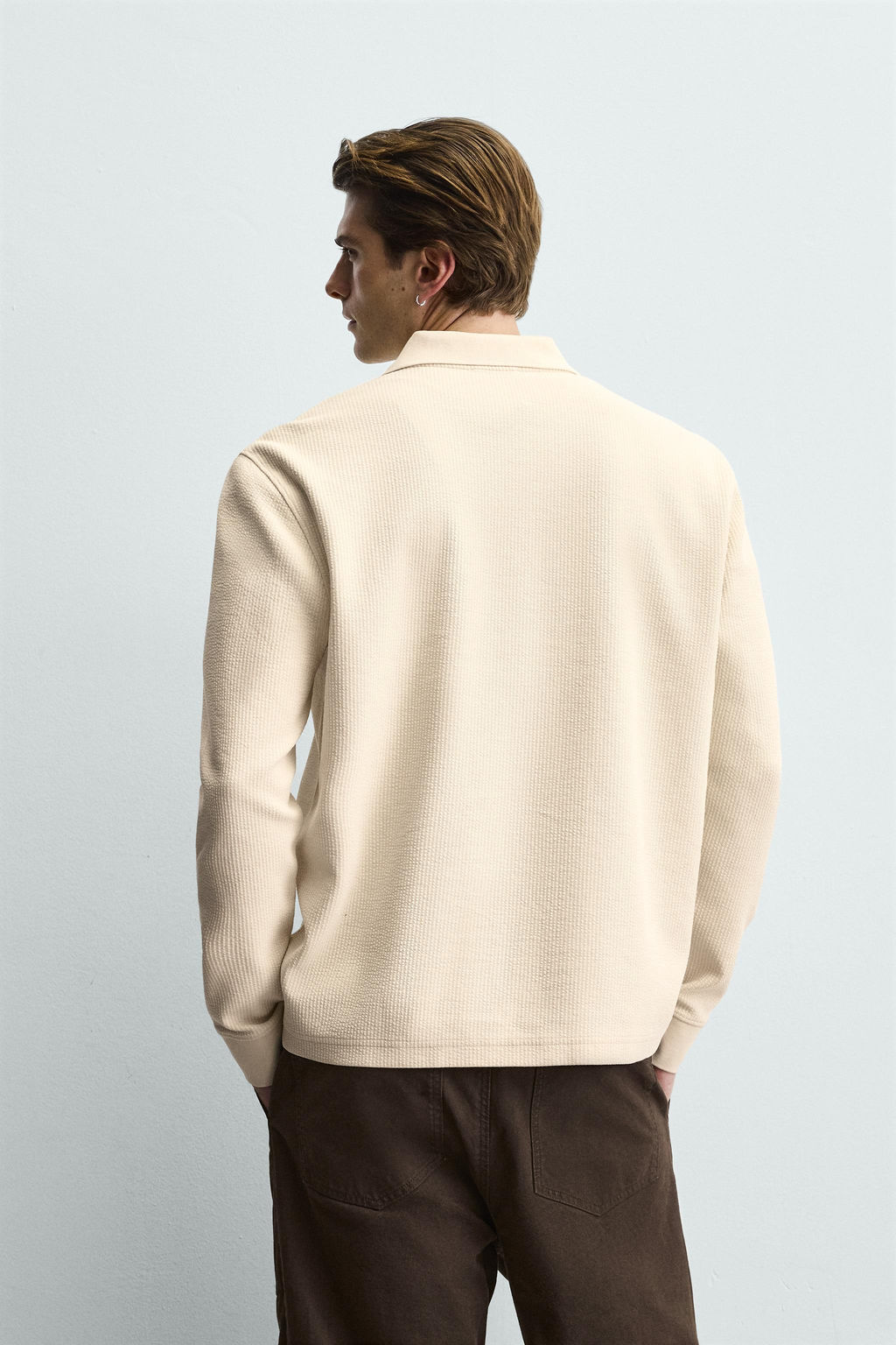 STRIPED TEXTURED POLO SHIRT - Zara фото 4