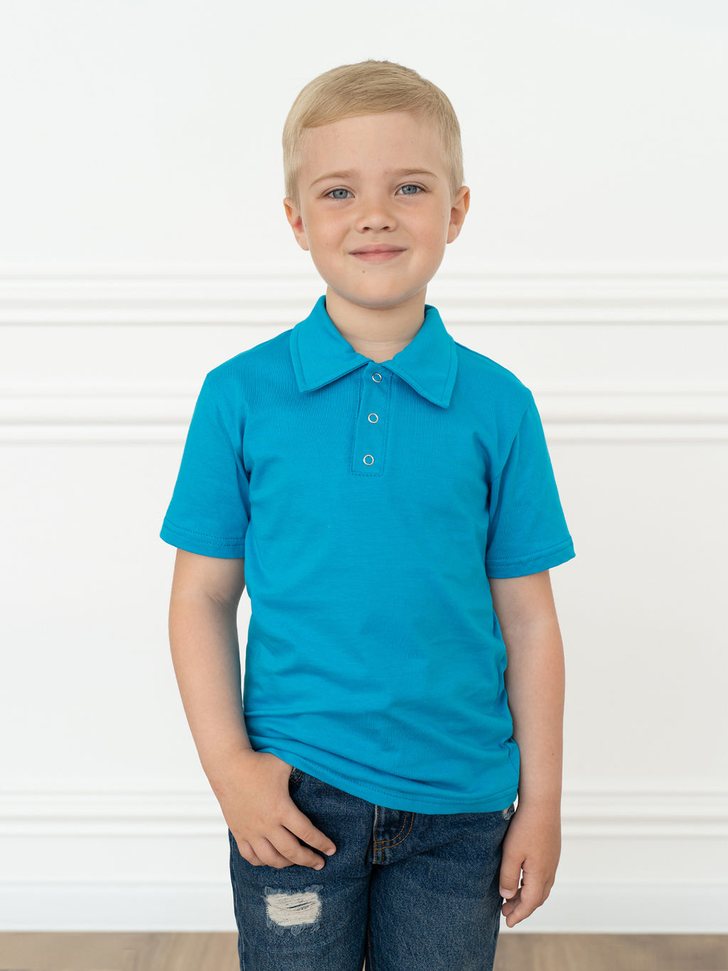 Футболка поло детская бирюза 659 (134, 68)