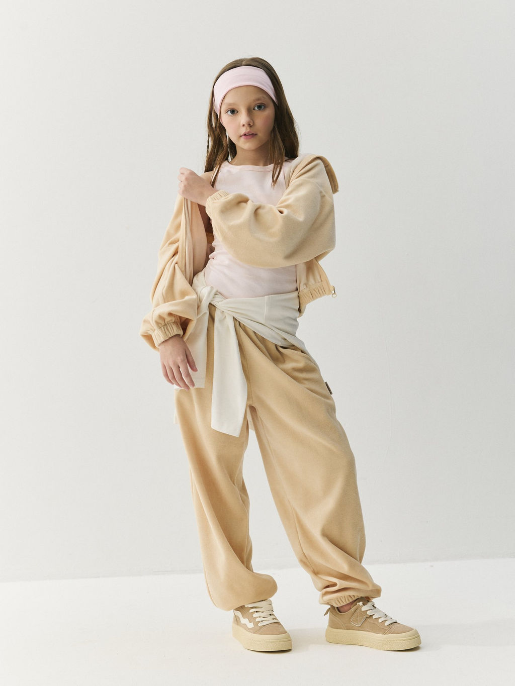 Джоггеры оверсайз велюровые Беж 7+