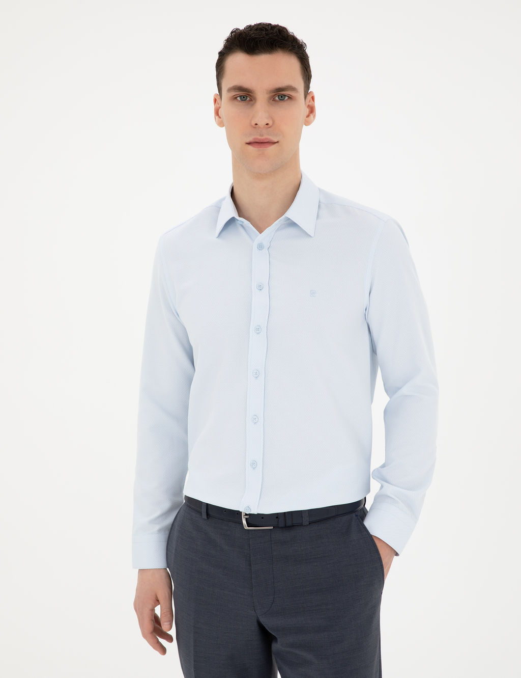 A__k Mavi Slim Fit Arm_rl_ Uzun Kollu G_mlek