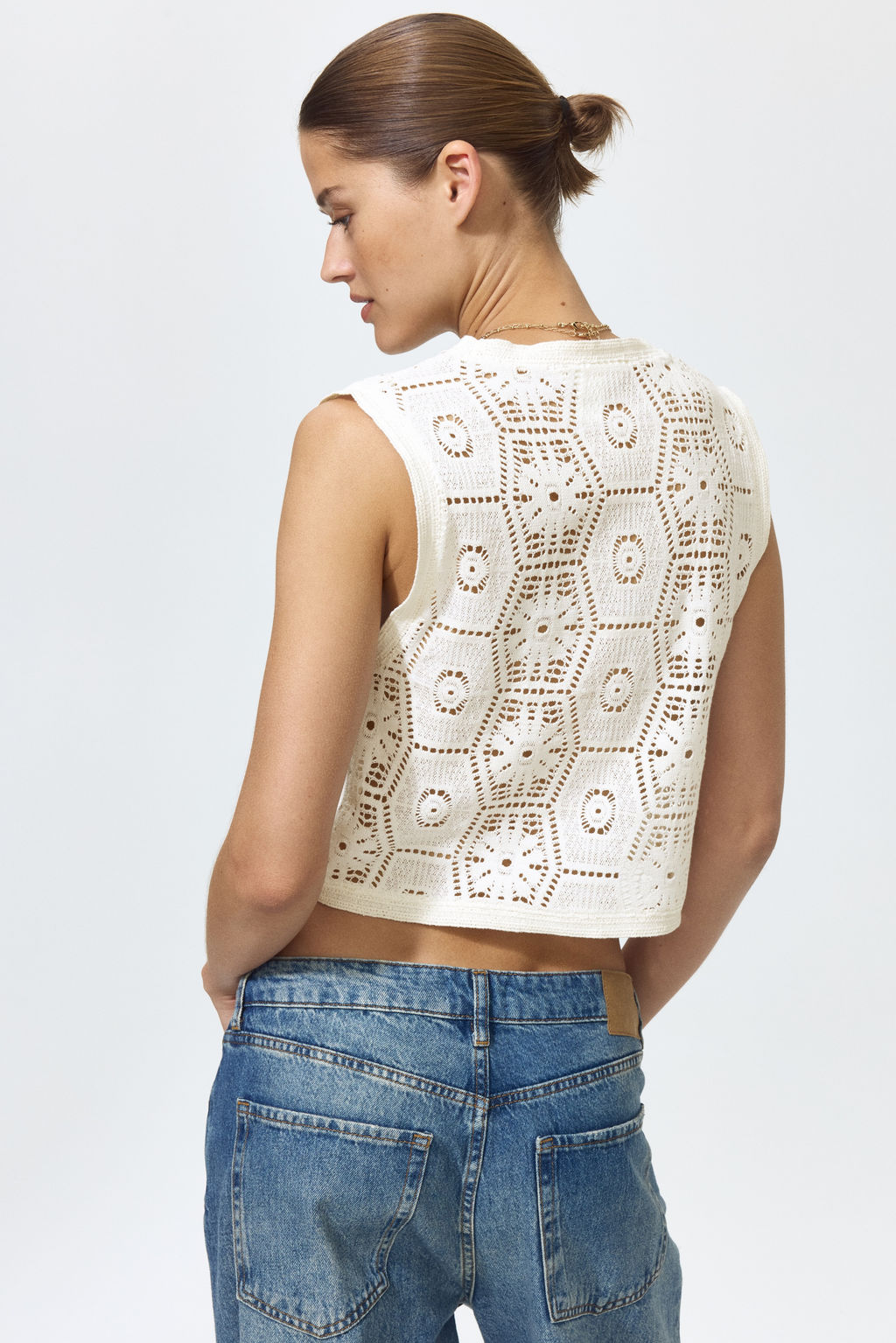 Top efecto crochet con botones - H&m фото 3