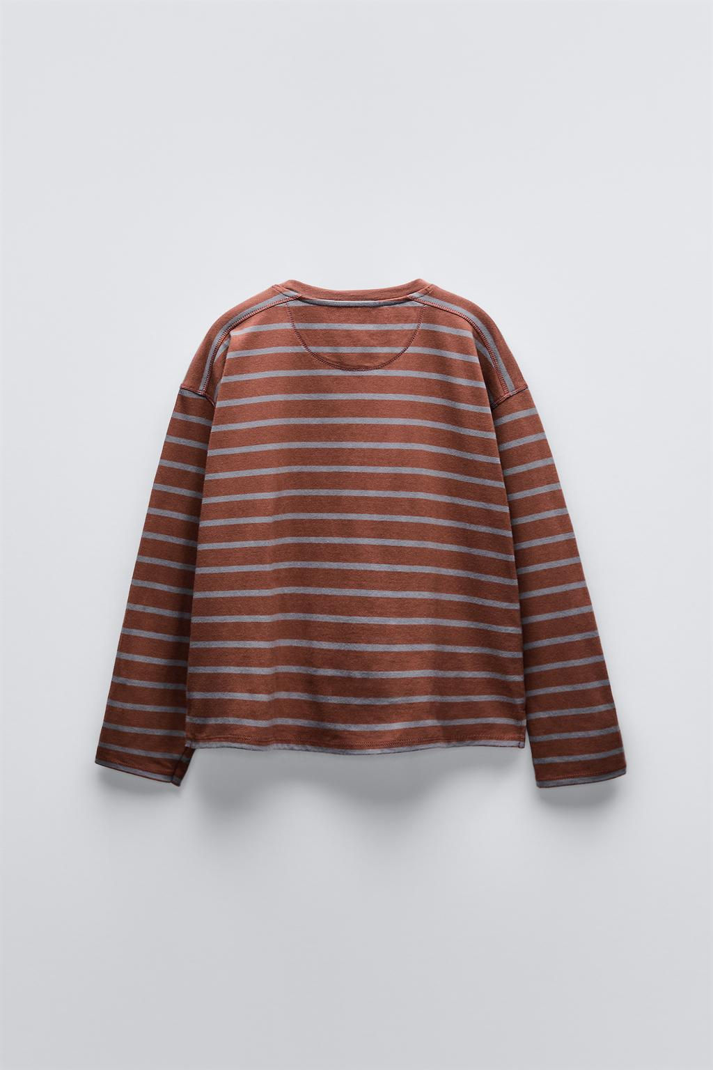 STRIPED T-SHIRT WITH POCKET - Zara фото 3