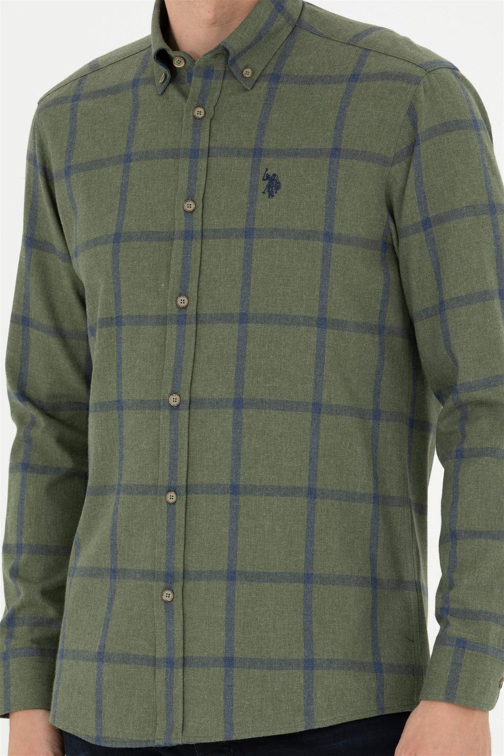 Мужская рубашка цвета хаки с длинным рукавом - U.s. polo assn фото 6