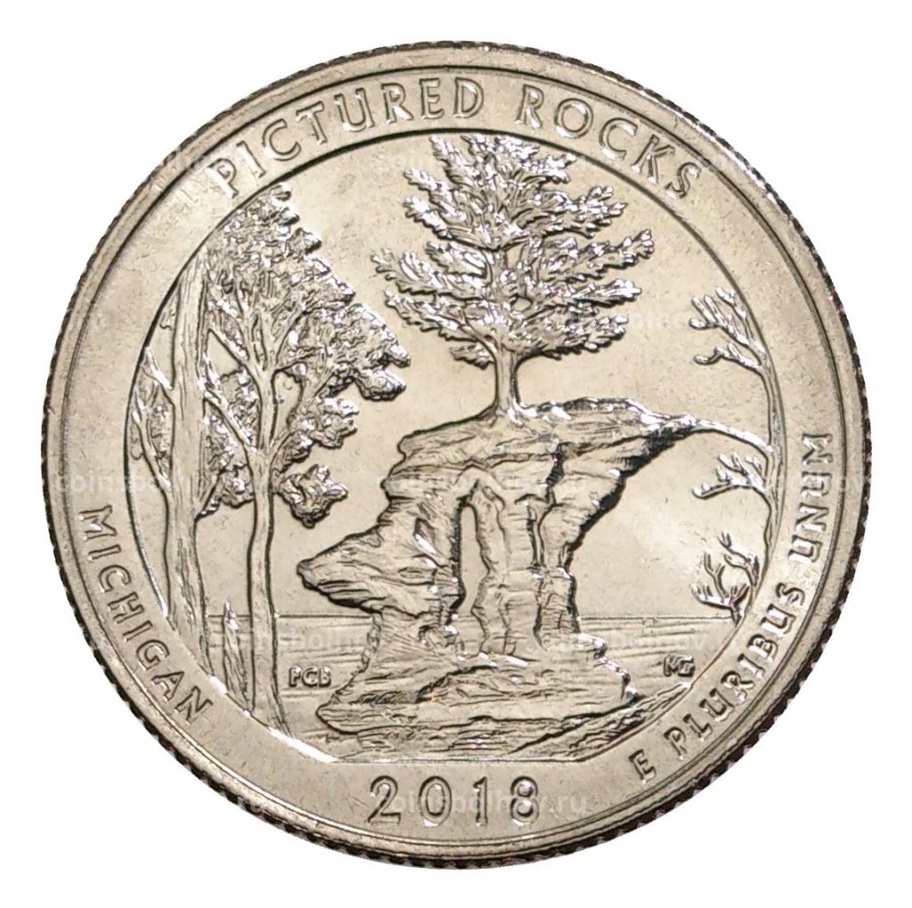 25 центов 2018 года D Национальные парки №41 Национальное побережье живописных камней