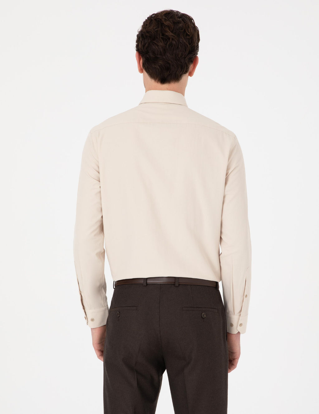 Bej Slim Fit Uzun Kollu Basic G_mlek