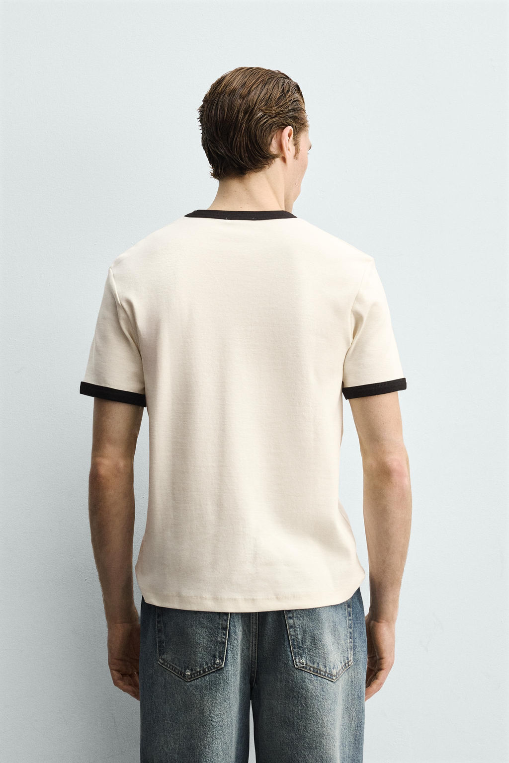 BASIC RIBBED CONTRAST T-SHIRT - Zara фото 11
