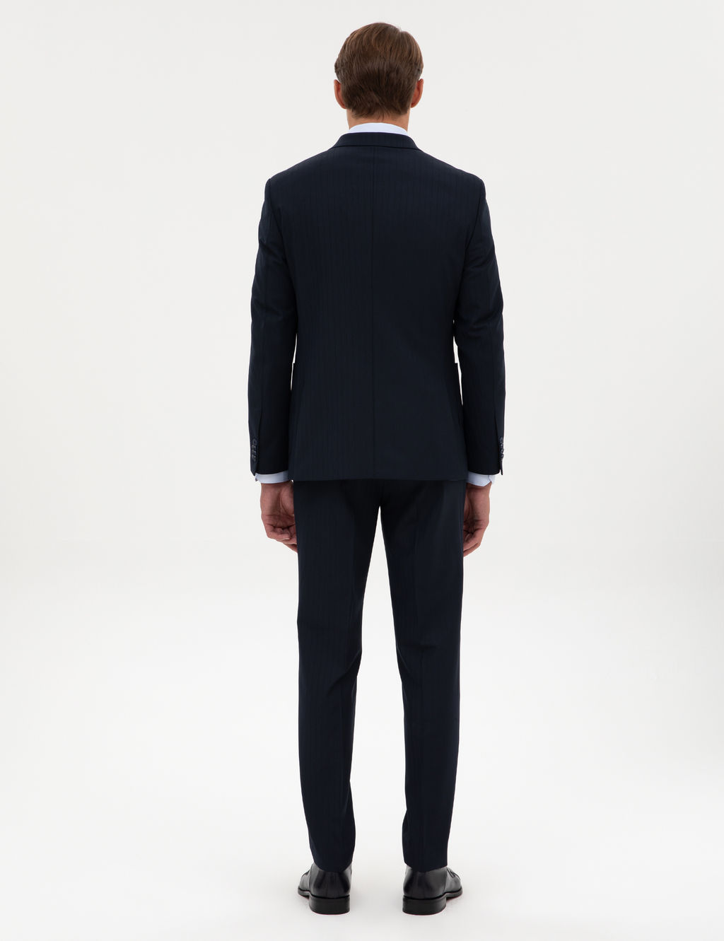 Lacivert Extra Slim Fit _izgili Kruvaze Tak_m Elbise