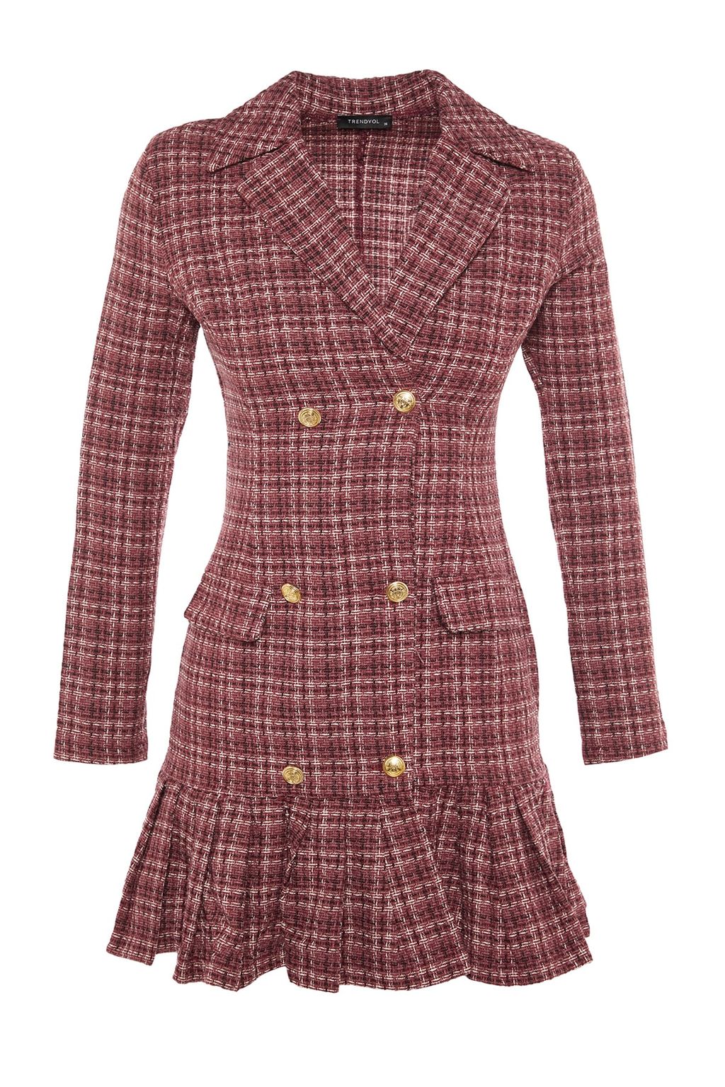 TRENDYOLMILLA Siyah Etegi Volanl? Dugme Detayl? Tuvit Dokuma Elbise TWOAW23EL00870  фото 6