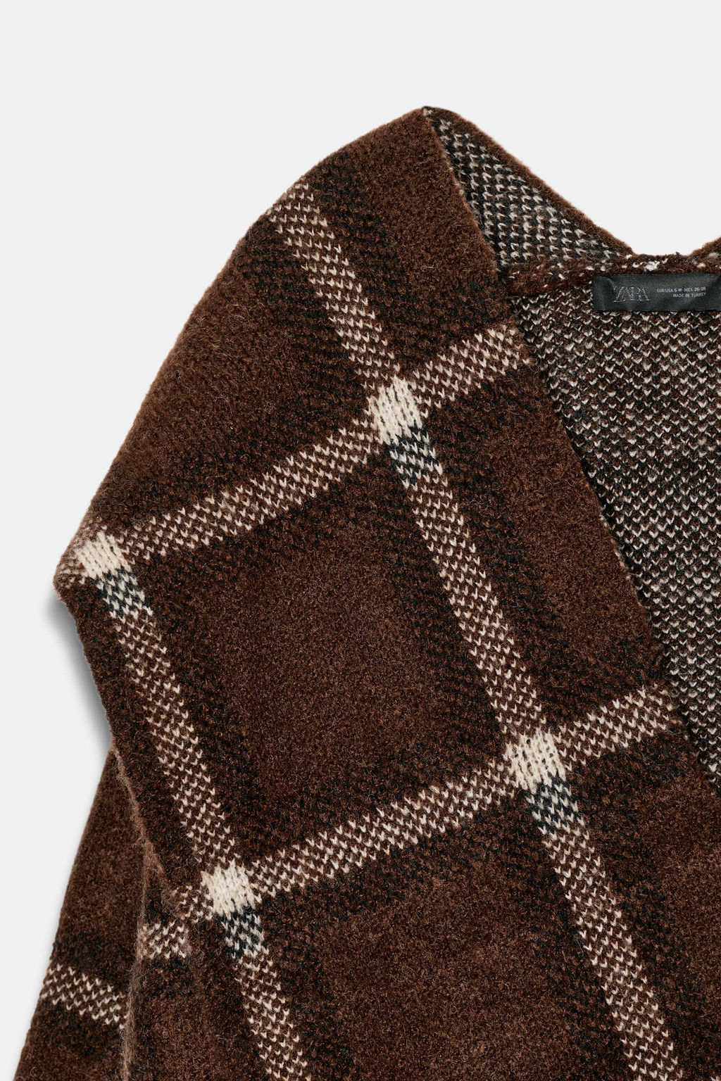 SHORT CHECK KNIT COAT WITH SCARF DETAIL - Zara фото 4