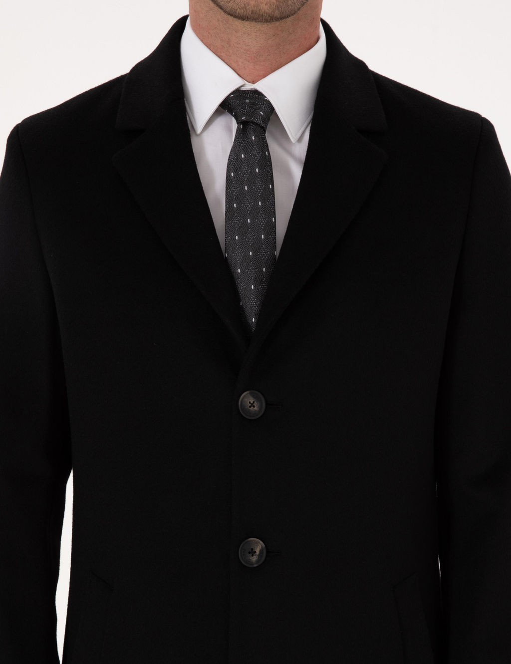 Siyah Ex Slim Fit Y_n Kar___ml_ Palto