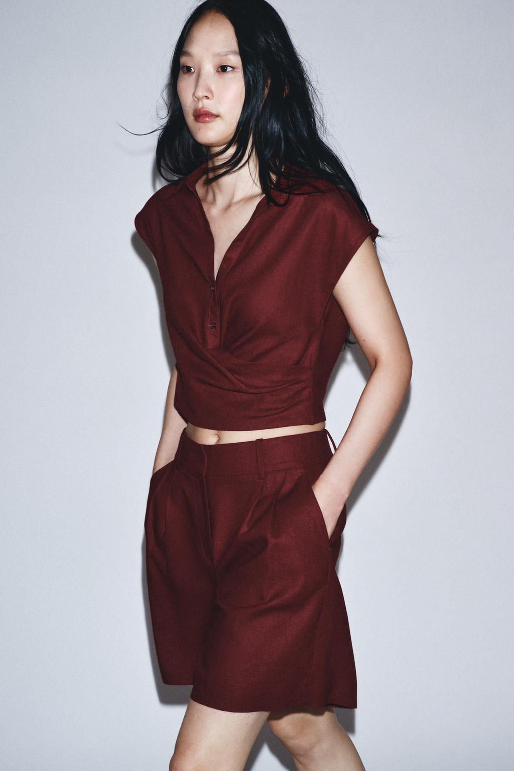 CROSSOVER LINEN BLEND TOP - Zara фото 2