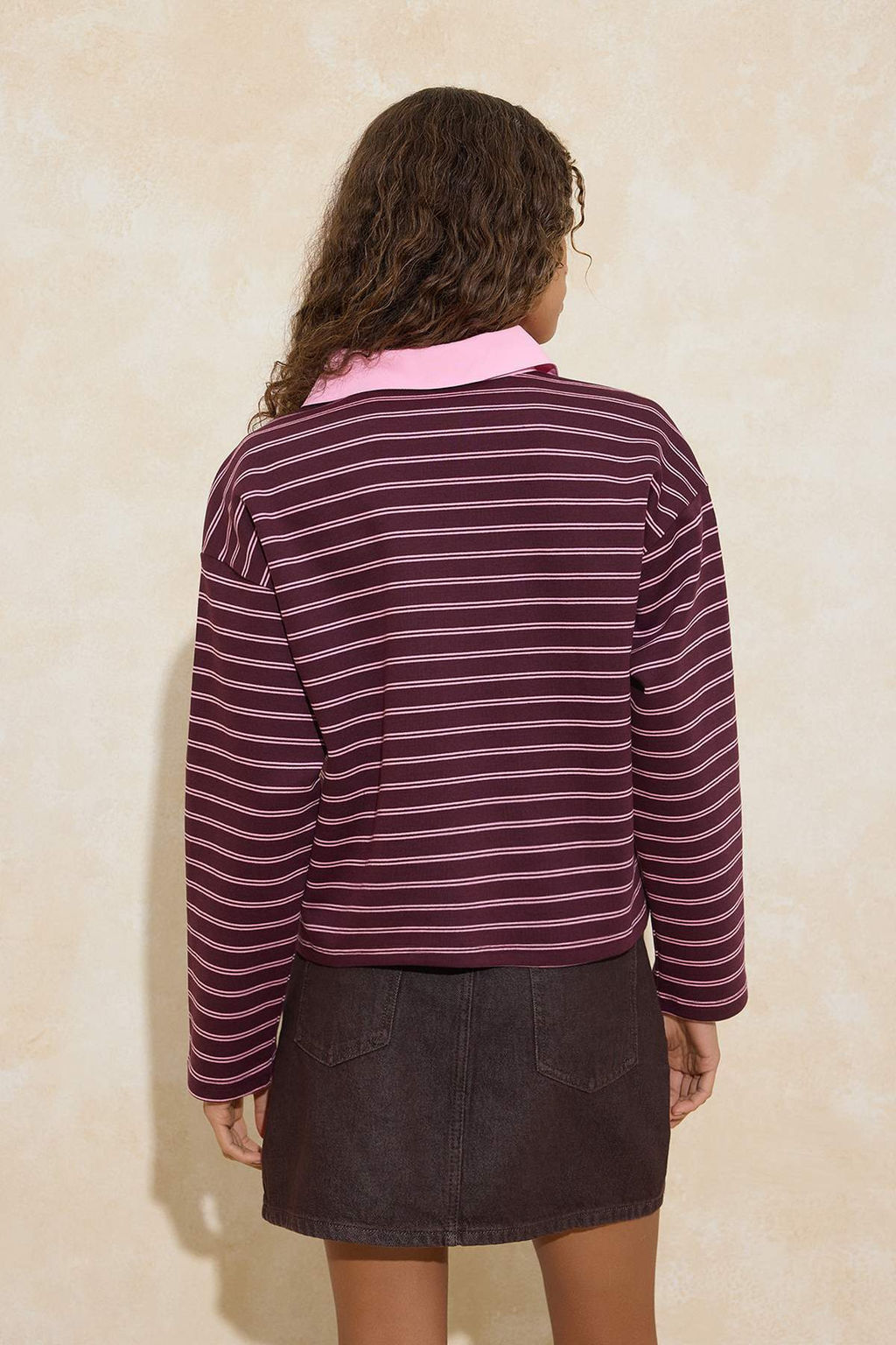 Cok Renkli Pembe Cizgili More Sustainable Dokuma Yakal? Orme T-shirt/Sweatshirt TWOAW26TS00004