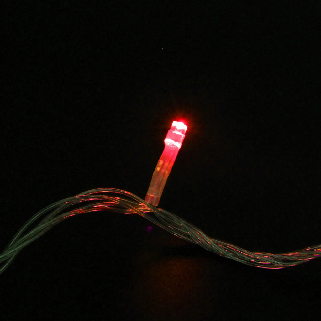 Цена за 2шт. Гирлянда для дома 2,5м 24 лампы LED прозрач.пров.,8 реж, IP-20, Красный