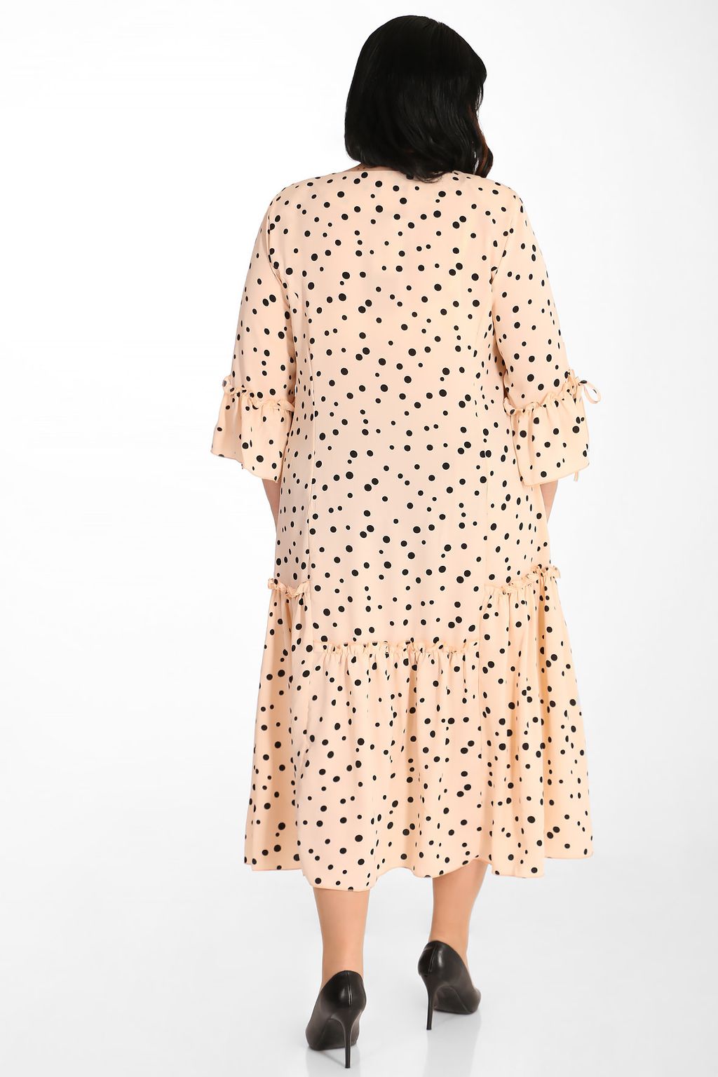 Платье летнее в горошек с воланами - Almond фото 2