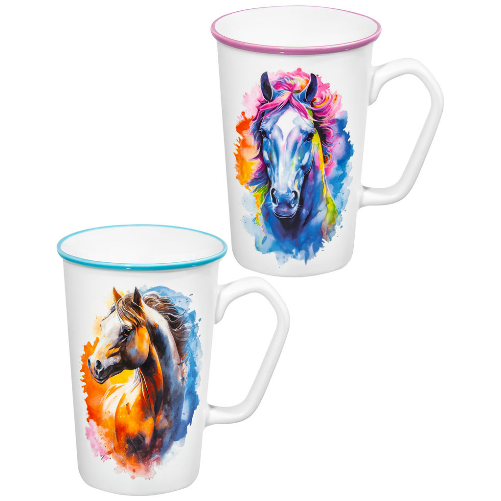 Набор кружек 2 пр. 420 мл 12,5*8,8*13 см "Лошади", фарфор