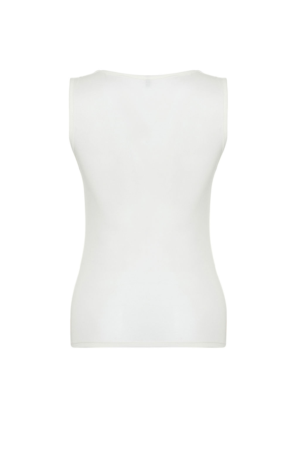 Ekru Kare Yaka S?f?r Kol Pamuklu Esnek Fitted/Vucuda Oturan Orme Atlet TWOSS24AL00013