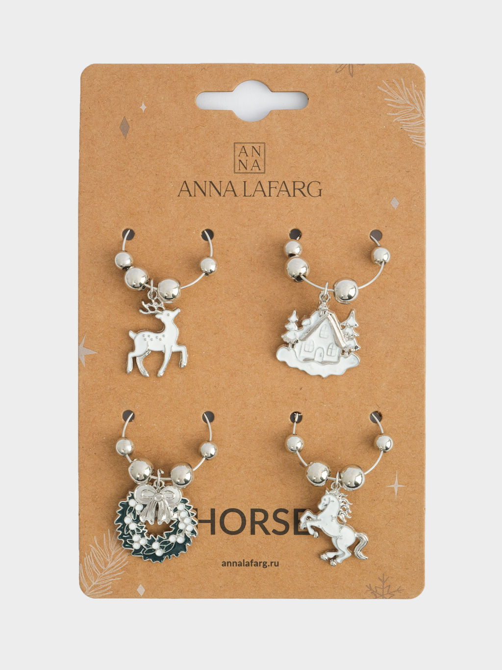 Подвеска для бокала, 4 шт, металл/стразы, Аттрибуты Нового года, Horse - Anna lafarg фото 3