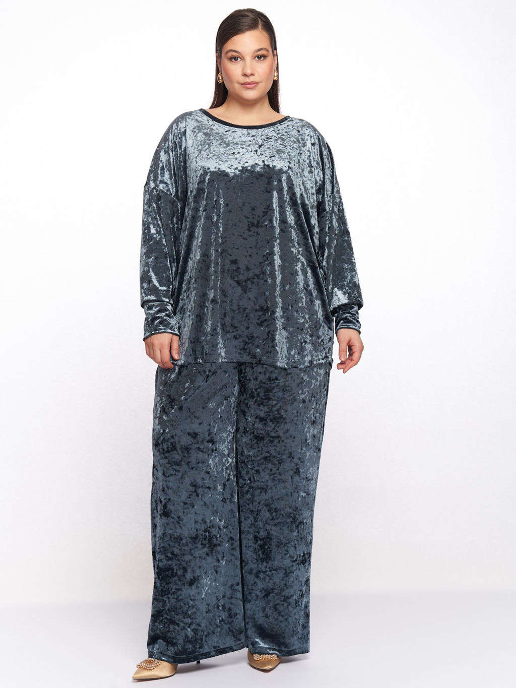 Бархатный костюм KO33511GRN12