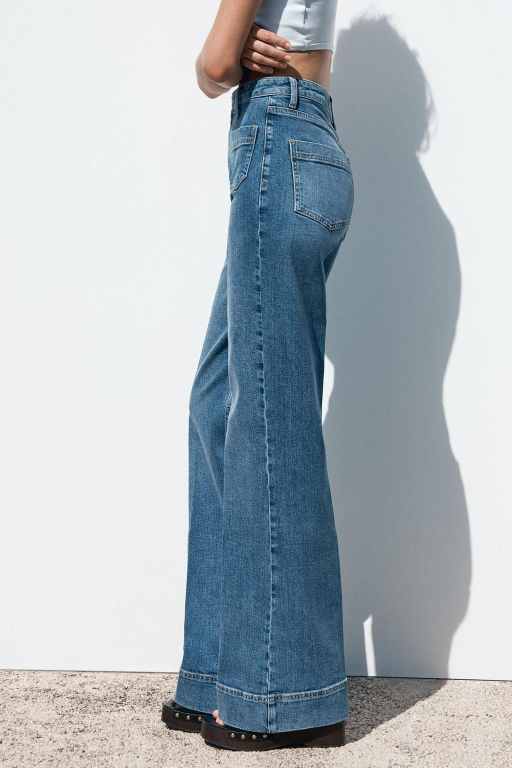 Z1975 HIGH-WAIST JEANS WITH PATCH POCKETS - Zara фото 6