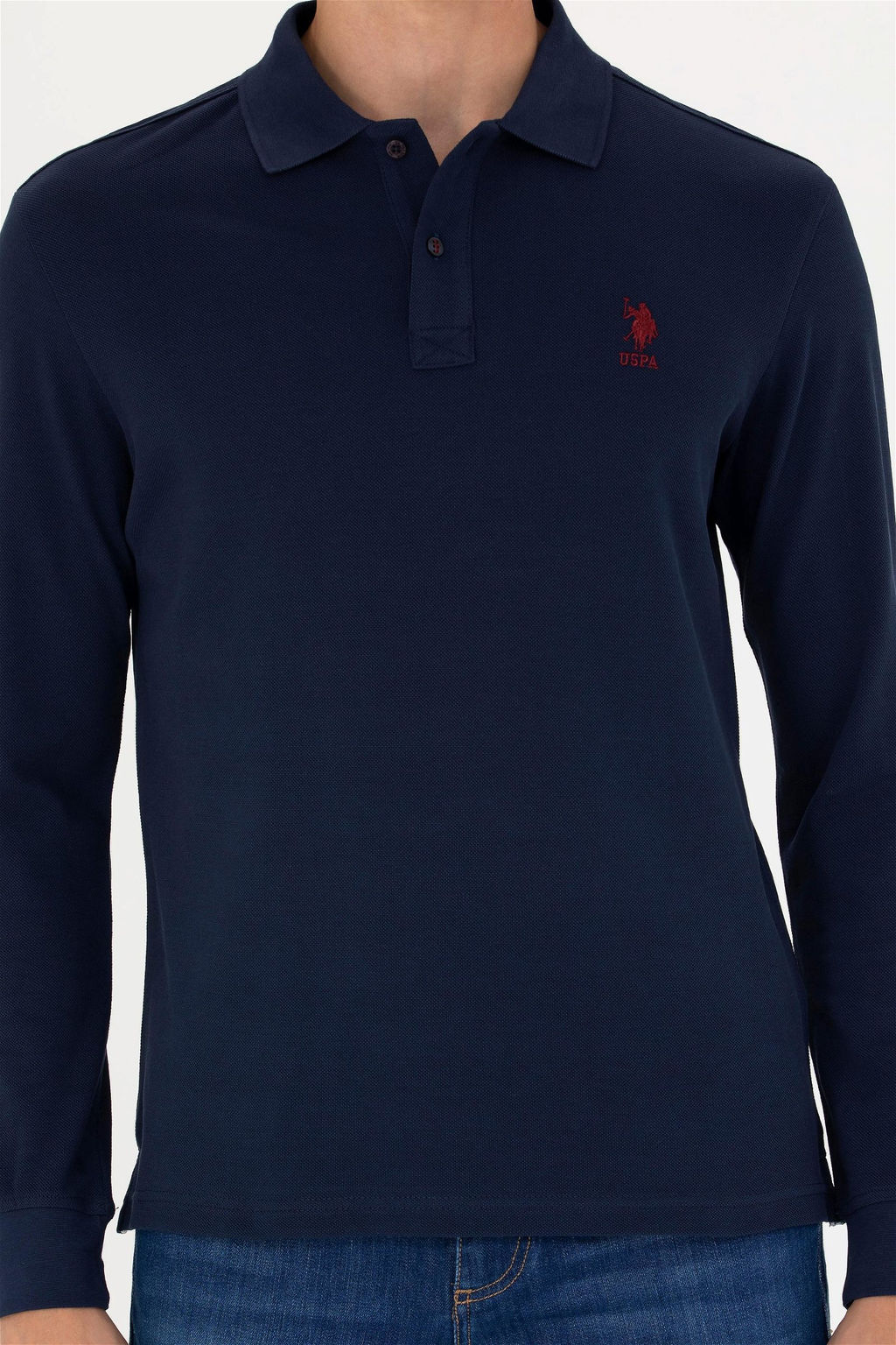 U. S. Polo Assn Мужская темно-синяя базовая толстовка с воротником-поло - U.s. polo assn фото 6