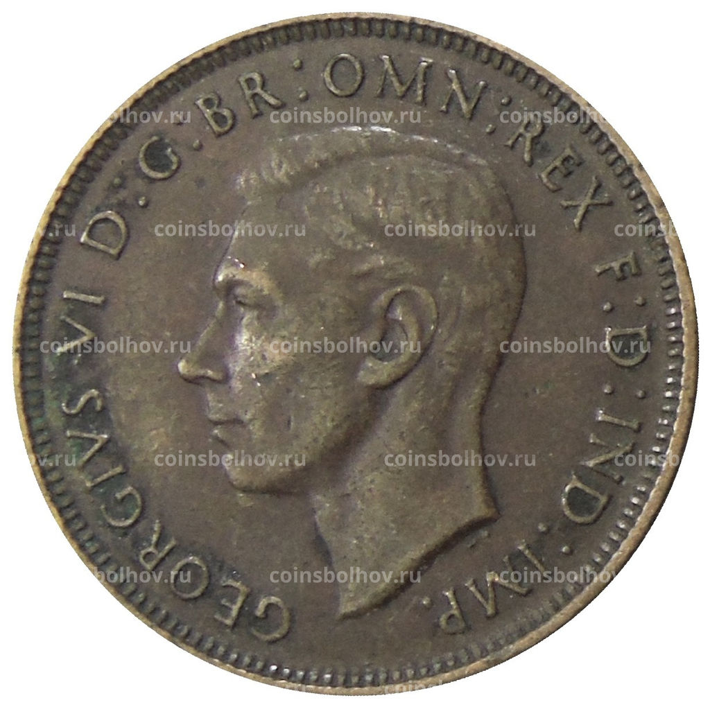 Монета 1/2 пенни 1938 года Австралия