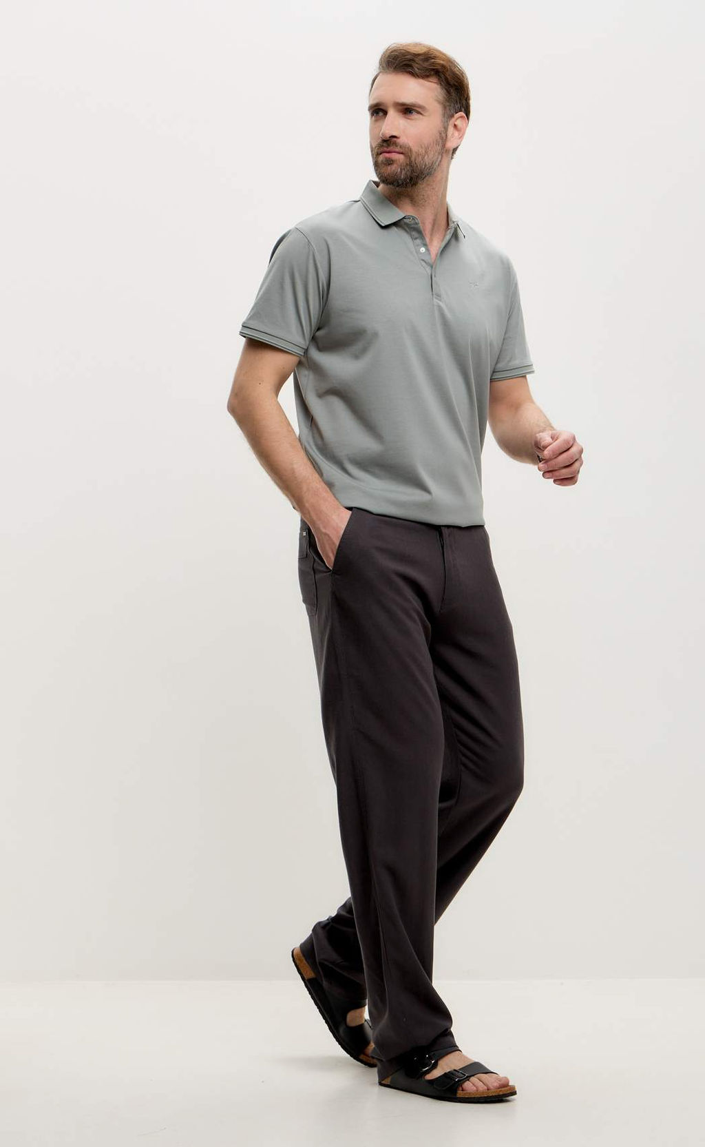 Брюки лен F511-0851 d.grey