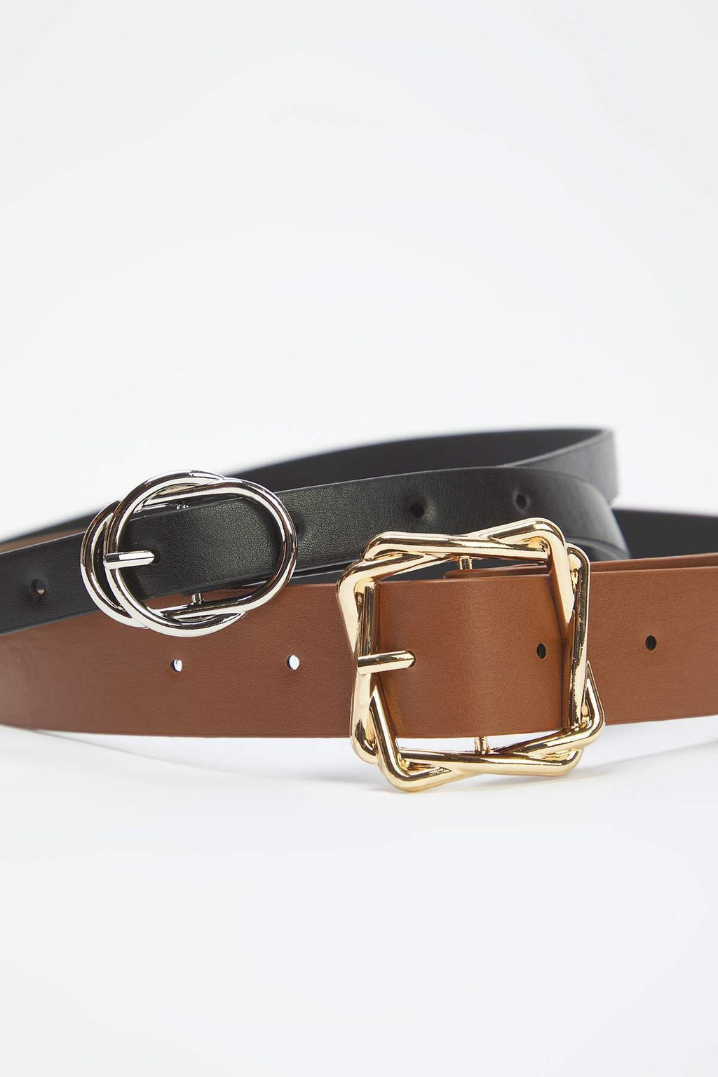 Siyah-Taba 2li Paket Deri Gorunumlu Kemer TWOAW26KE00007 - Trendyolmilla фото 2