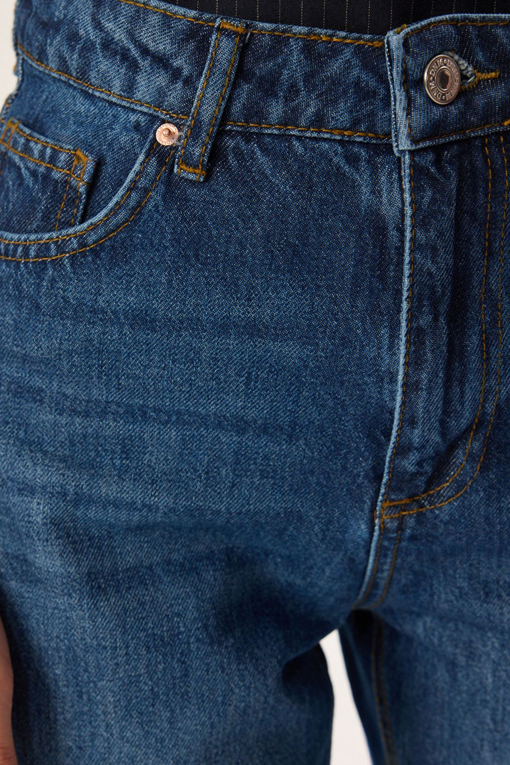 Koyu Mavi Yuksek Bel Duz Kesim Straight Jeans TWOSS23JE00089