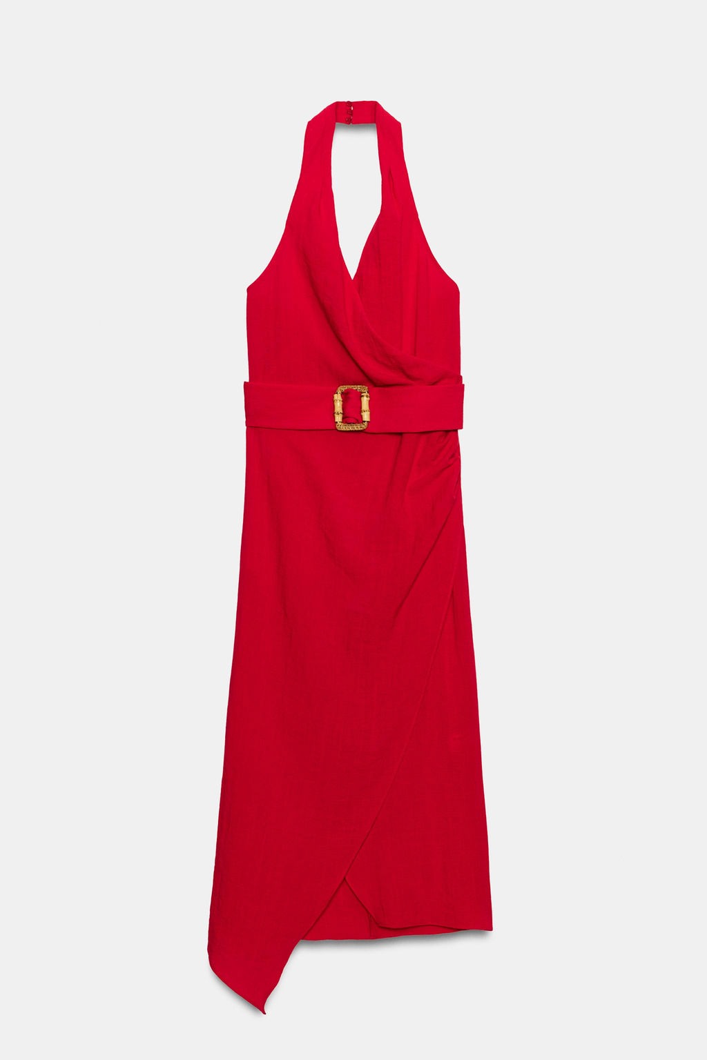 VESTIDO MIDI CRUZADO CINTUR?N / Rojo - Zara фото 8