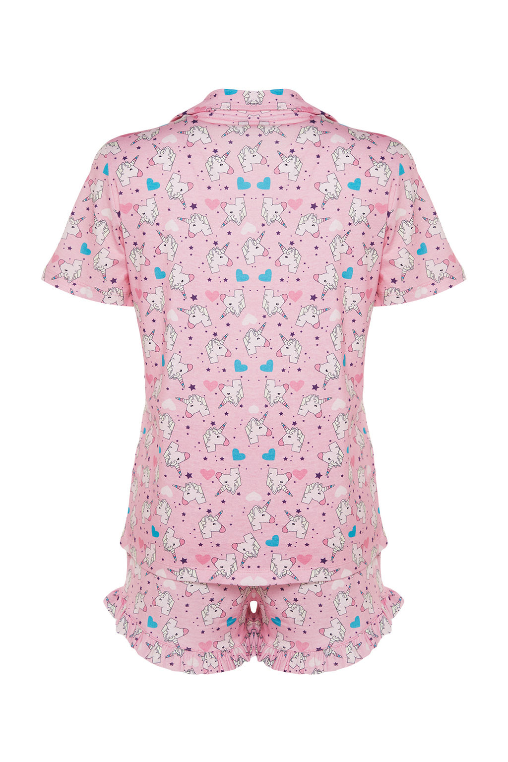 Pembe %100 Pamuklu Eglenceli Desenli F?rf?rl? Sortlu Orme Pijama Tak?m? THMSS22PT0483 - Trendyolmilla фото 9