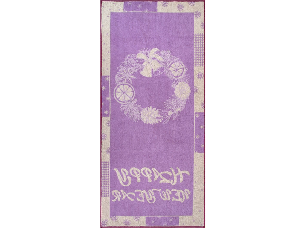 6с102.411ж1 Рождественский венок (фиалка3) Полотенце махровое 67х150см